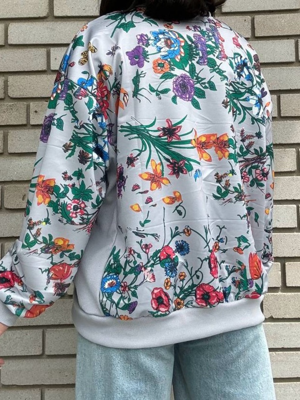 Disney Grey Floral Mickey Sweatshirt with Colorful Blooms - Picture 7 of 9
